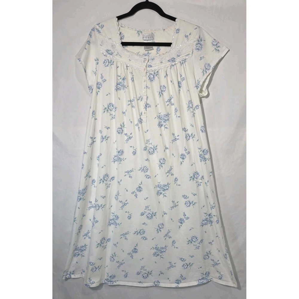 Celestial Dreams By Komar Nightgown Blue Floral Flowy Cotton Size Large Romantic
